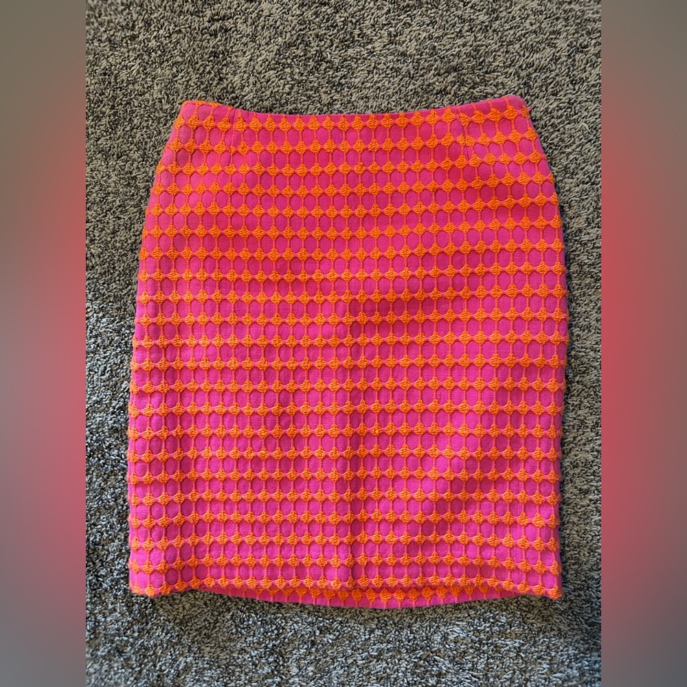 Tocca Pink and Orange Knee-Length Pencil Skirt